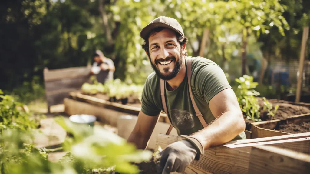 Man enjoying a healthy diet with fresh produce, supporting teeth health and overall wellness, featured by Montana Center for Implants and Dentures.